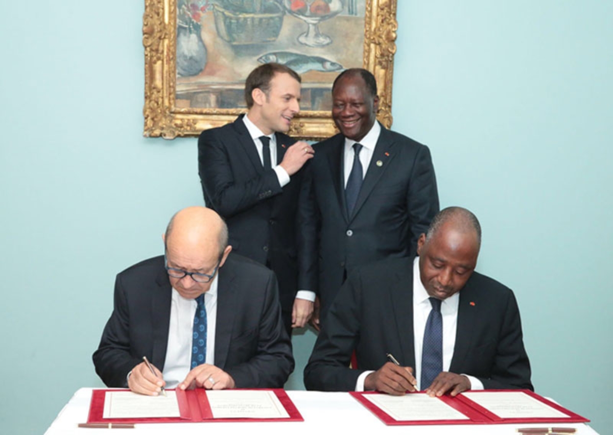 Macron and Ouattara attended the signing of an AFD aid package.