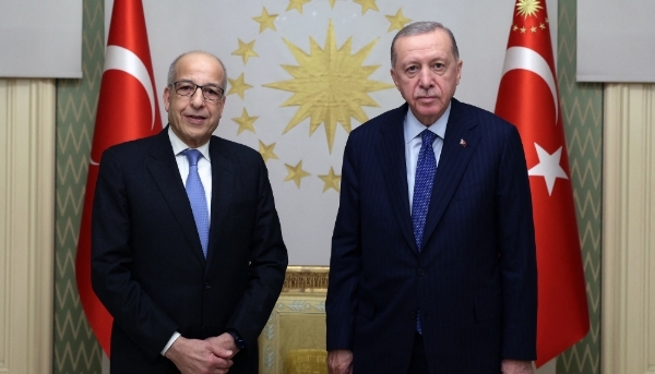 CBL Governor Al Seddik Omar al-Kabir (left) and Turkish President Recep Tayyip Erdogan, Istanbul, Turkey, 27 April 2024.