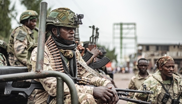 M23 fighters in Goma, DRC, on 30 January 2025.