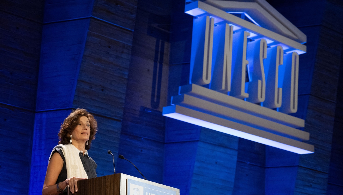  Audrey Azoulay announces the US's request to return to UNESCO at its headquarters in Paris, 12 June 2023.