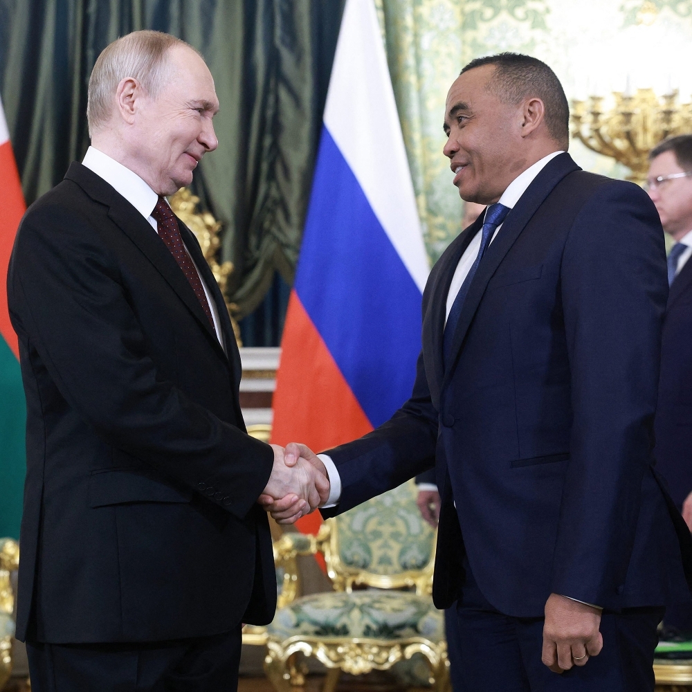 Russian President Vladimir Putin and Malagasy President Michael Randrianirina in Moscow, on 19 February 2026.