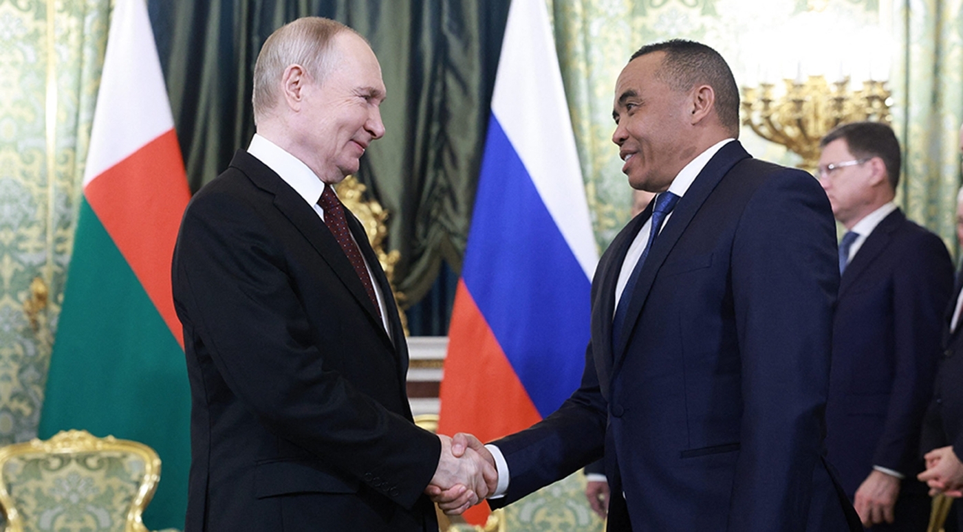 Russian President Vladimir Putin and Malagasy President Michael Randrianirina in Moscow, on 19 February 2026.