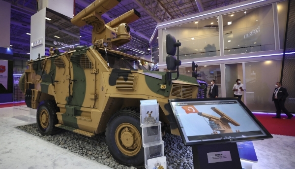 Roketsan weapon systems on display at the International Defence Industry Fair in Istanbul, in 2021.