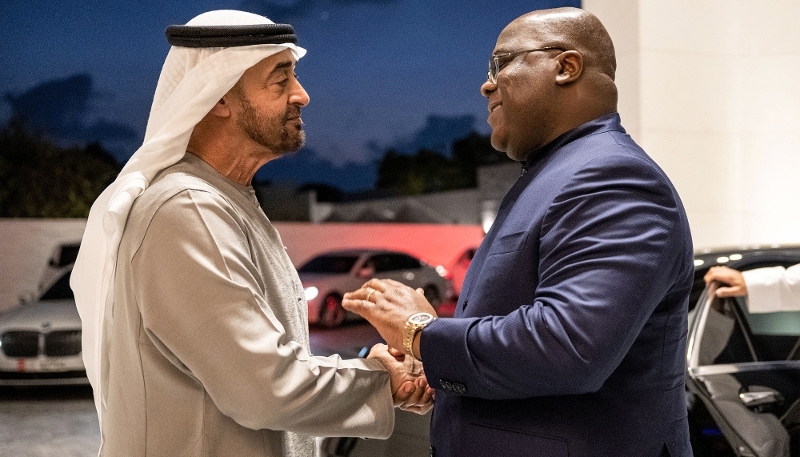 President of the United Arab Emirates Mohamed bin Zayed Al Nahyan and his Congolese counterpart, Félix Tshisekedi, in Abu Dhabi in January 2023.
