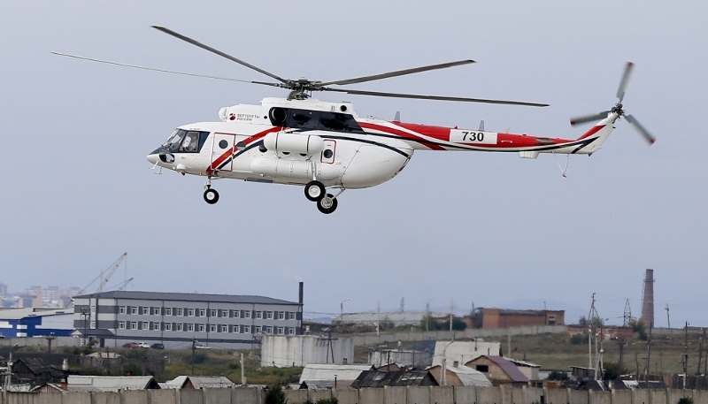 The testing of a Mil Mi-8AMT transport helicopter in Ulan-Ude, Russia, on 11 September 2020.