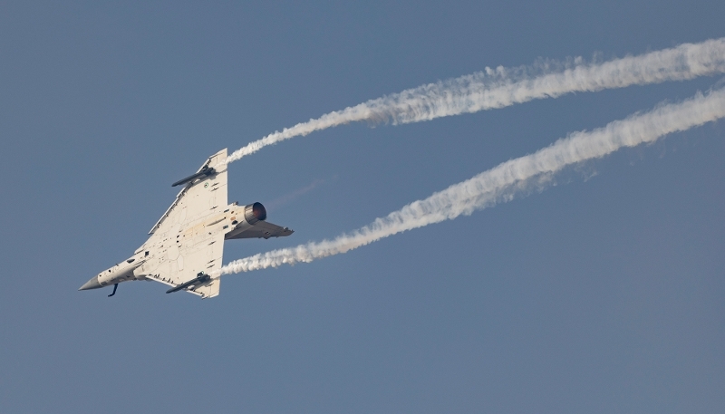 The United Arab Emirates Air Force flies the Mirage 2000-9 at the Dubai Airshow, on 20 November 2025.