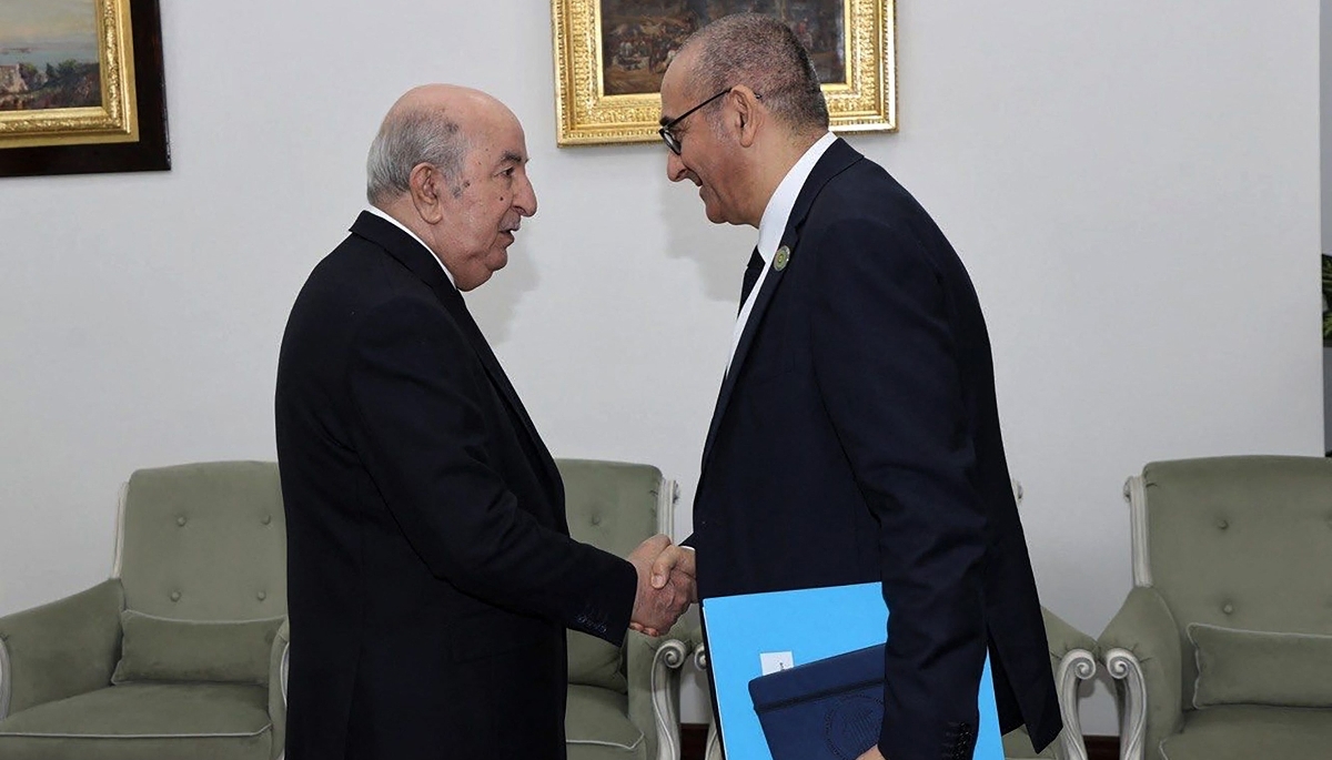 Algerian President Abdelmadjid Tebboune receives French Interior Minister Laurent Nuñez at the El Mouradia Palace in Algiers on 17 February 2026.