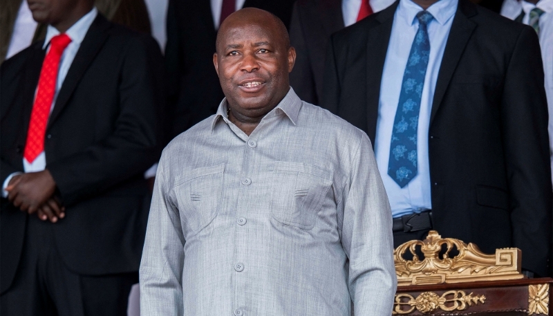 Burundi's President Evariste Ndayishimiye at Ingoma Stadium in Gitega Province, on 9 May 2025.