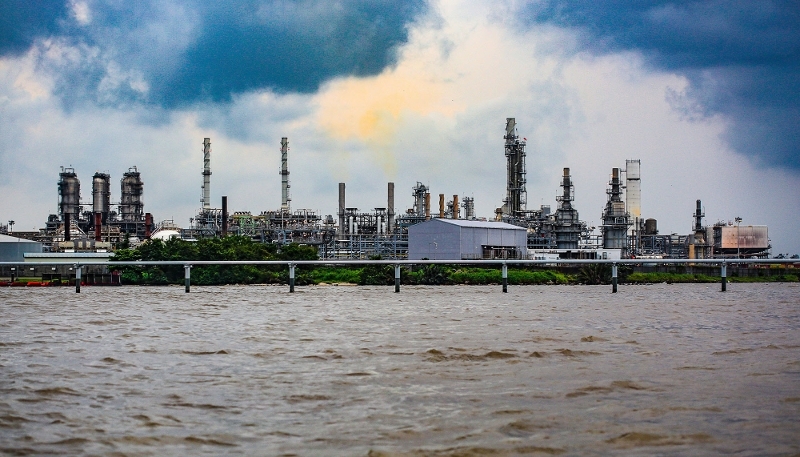 Oil facilities at the port of Escravos in the Niger Delta, Nigeria, in 2022.