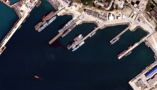 Aerial view of Russia's Novorossiysk port, August 2023.