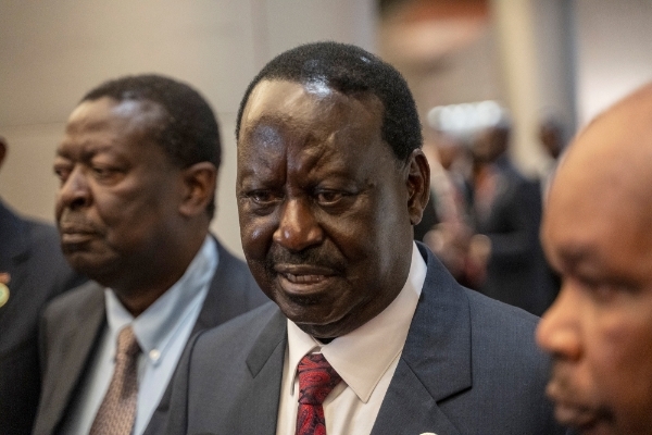 Former Kenyan prime minister Raila Odinga in Addis Ababa, Ethiopia, 15 February 2025.