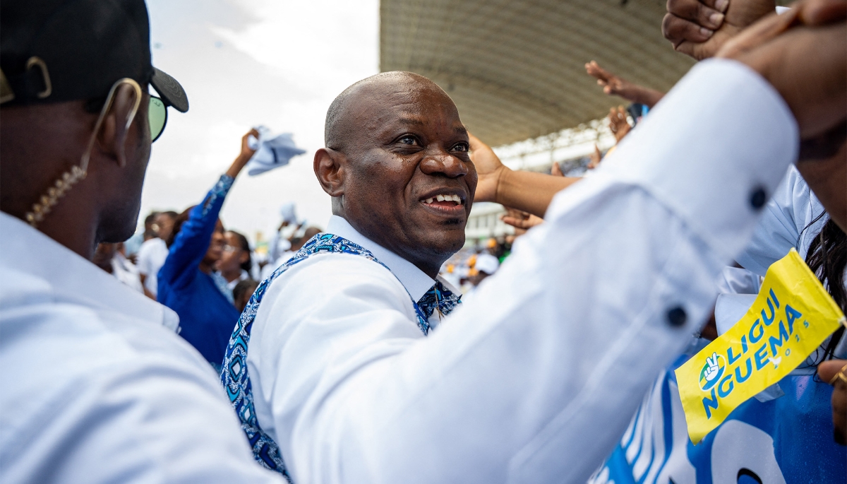 Gabonese President Brice Clotaire Oligui Nguema in Libreville on 29 March 2025.