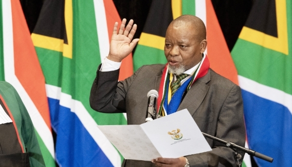 Gwede Mantashe during his swearing in as South African Minister of Mineral Resources, in a South African Parliament sitting on 3 July 2024, in Cape Town.