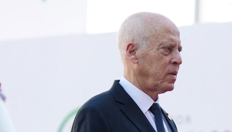 Tunisian President Kais Saied arrives for the closing session of the New Global Financial Pact Summit, on June 23, 2023 in Paris. 