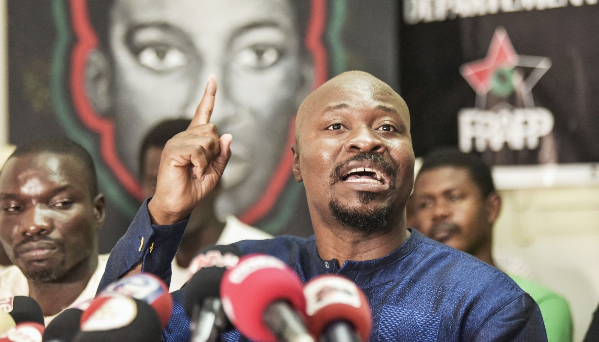 Activist Guy Marius Sagna at the  Front pour une Révolution Anti-impérialiste Populaire et Panafricaine HQ in Dakar, Senegal, 25 March 2021.