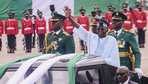 Bola Ahmed Tinubu in Abuja, Nigeria for the 25th anniversary of Democracy Day on 12 June 2024. 