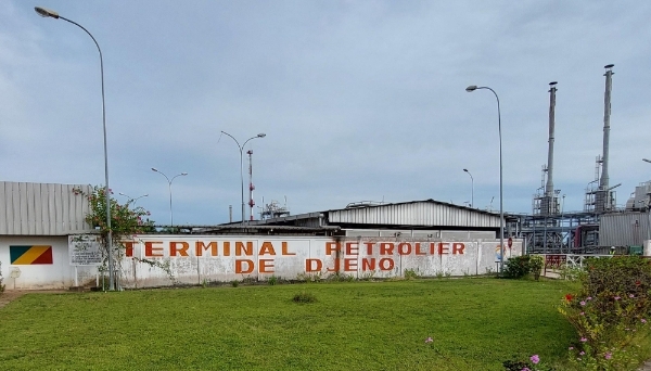 The entrance to Djeno terminal, near Pointe-Noire, Congo, in 2023.