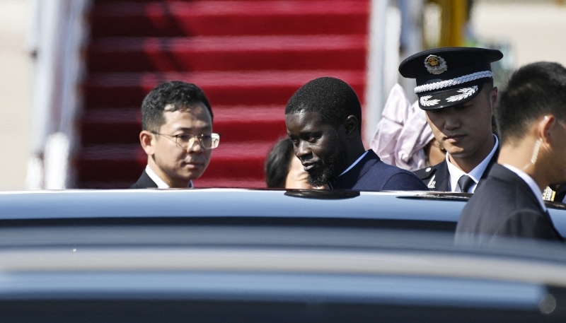 Senegalese President Bassirou Diomaye Faye arrives in Beijing for the Forum on China-Africa Cooperation, 2 September 2024.