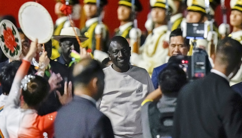 Kenyan President William Ruto arriving at Beijing airport for the Forum on China-Africa Cooperation, 2 September 2024.