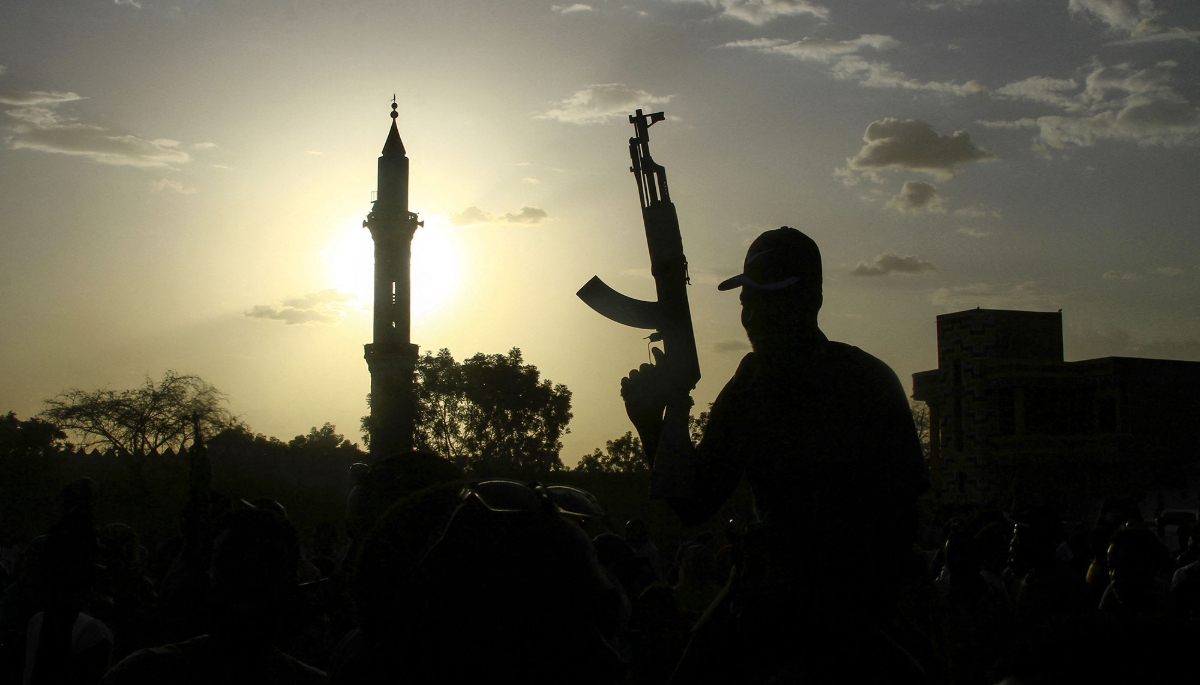 A fighter loyal to Abdel Fattah al-Burhan during a graduation ceremony in Gedaref, southeastern Sudan, on 27 May 2024.