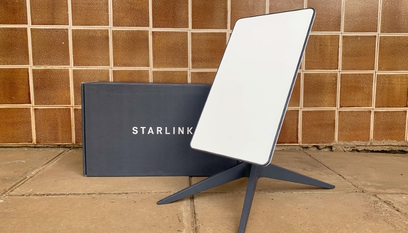 Starlink antenna pictured in Nairobi on 26 October 2024.