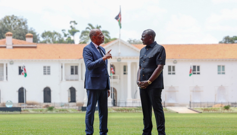 William Ruto and Ariel Henry in Nairobi on 1 March 2024.