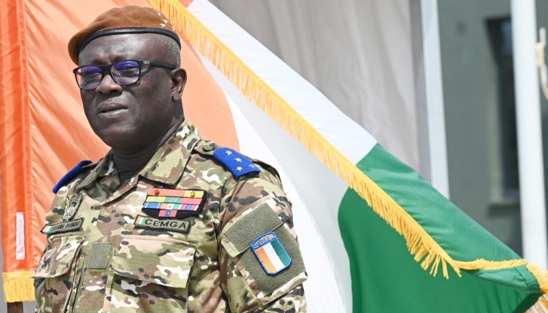 Ivorian Army chief of staff General Lassina Doumbia in Jacqueville, Ivory Coast, 20 February 2022.