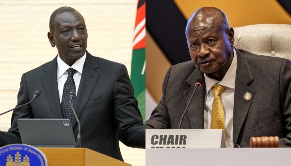 William Ruto in Tokyo on 8 February 2024. Yoweri Museveni in Kampala on 21 January 2024.