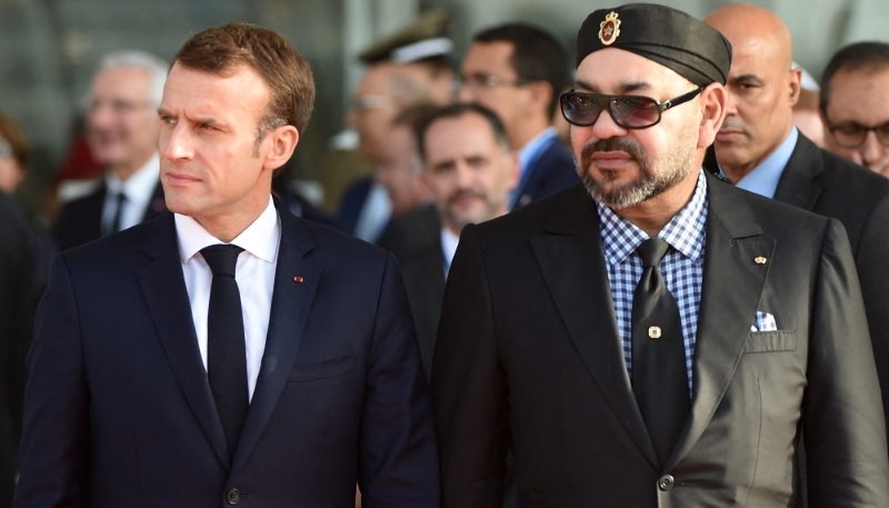 French president Emmanuel Macron with King Mohammed VI of Morocco in Rabat on 15 November 2018. 