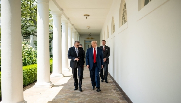 President Donald Trump and Massad Boulos, his main Africa adviser, in the midst of negotiations with DRC on battery minerals at the White House on 9 July 2025.