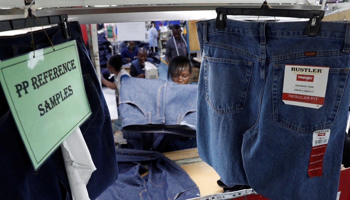 Jeans manufacturing under the AGOA programme at the United Aryan factory in Ruaraka, near Nairobi, in 2025.