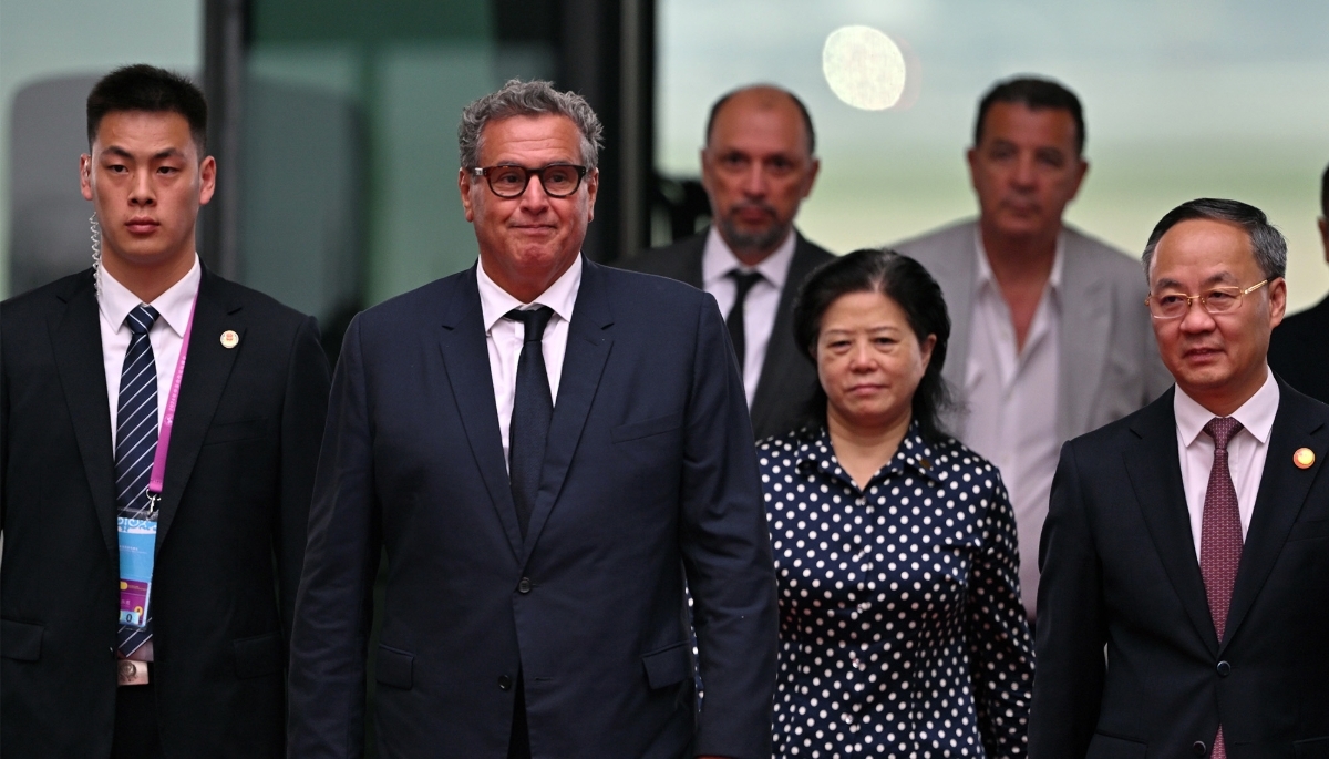 Moroccan PM Aziz Akhannouch (second left) in Beijing on 4 September 2024.