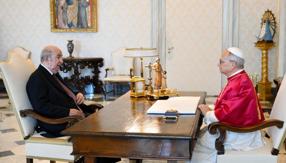 Abdelmadjid Tebboune meets Pope Leo XIV at the Vatican in Rome on 24 July 2025.
