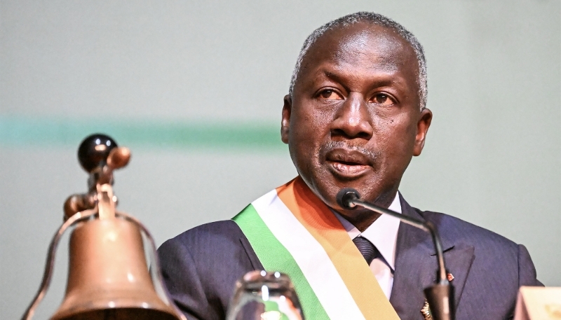 
The speaker of the Ivorian parliament Adama Bictogo in Abidjan on 18 June 2024.