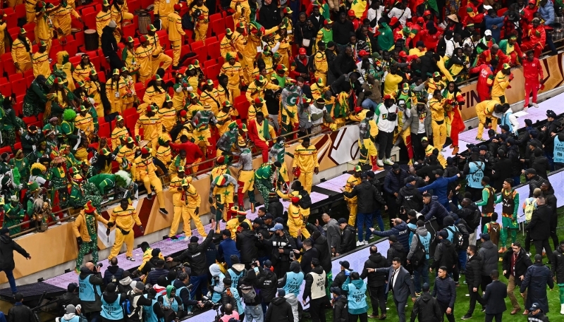 Senegal supporters try to invade pitch during the Africa Cup of Nations final in Rabat on 18 January 2026.