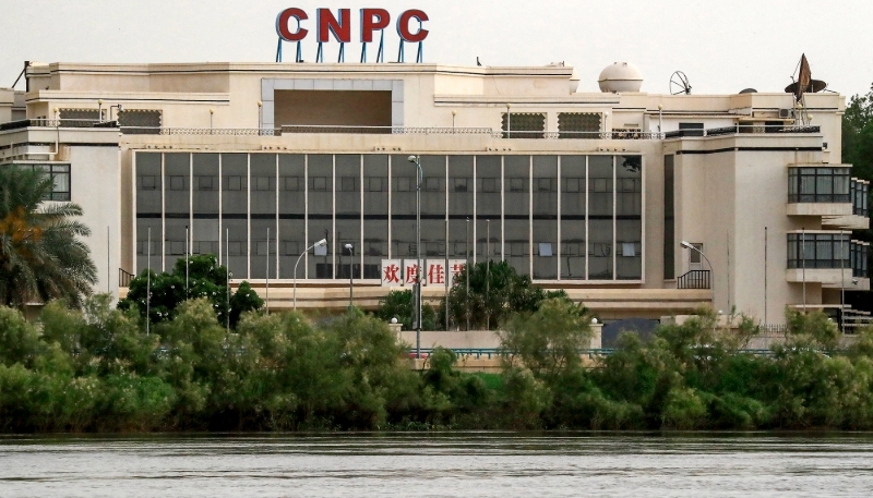 A building belonging to China National Petroleum Corp (CNPC) on the banks of the Nile in Khartoum in 2022.