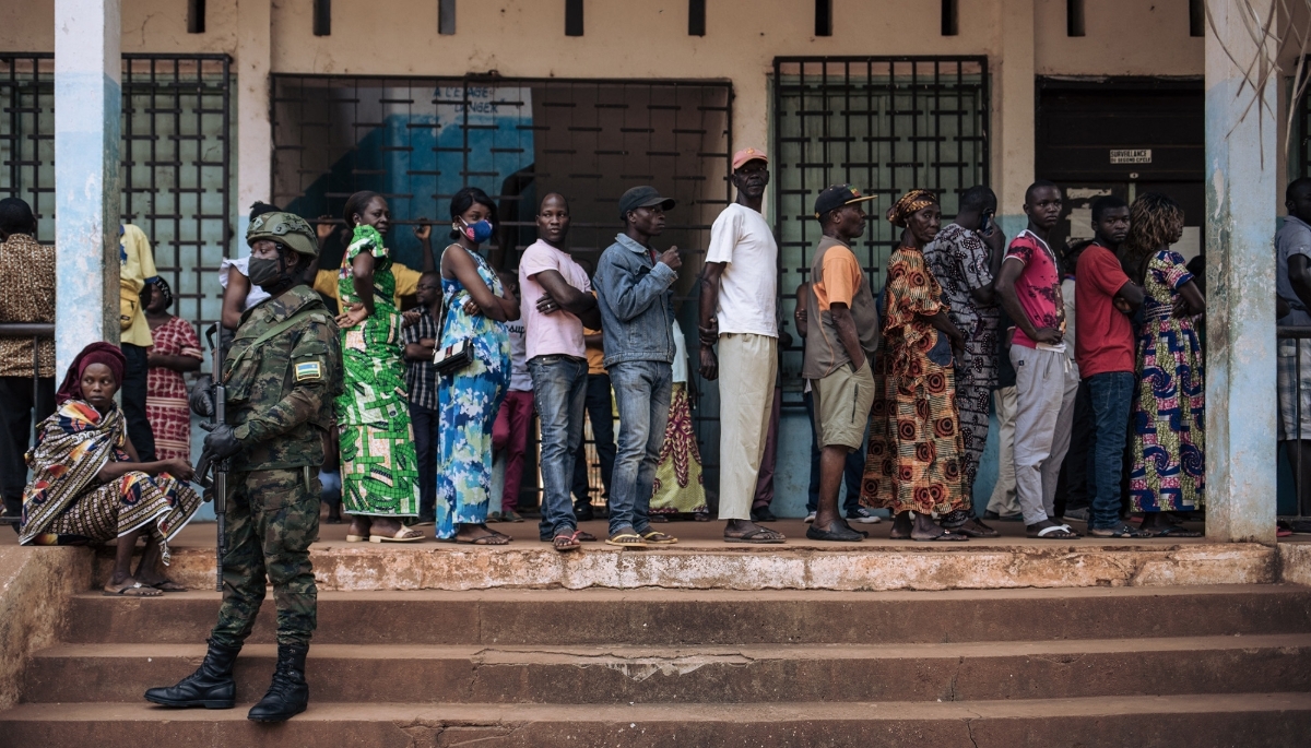 A polling station for the presidential and legislative elections in Bangui, 27 December 2020.