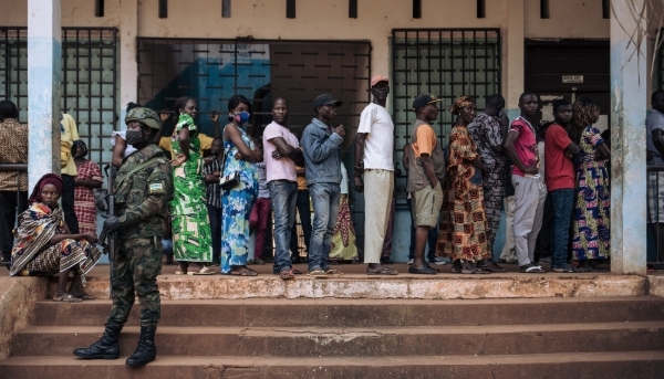 A polling station for the presidential and legislative elections in Bangui, 27 December 2020.