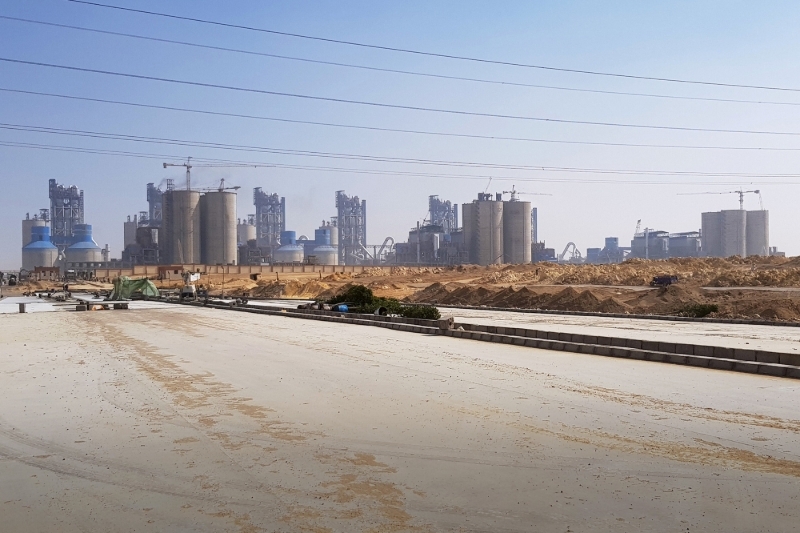 A general view of a plant of Arish Cement Co in the Egyptian Southern governorate of Beni Suef, south of Cairo, in January 2018. 