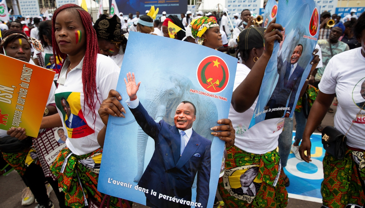 A rally in support of the re-election of Denis Sassou-Nguesso, Brazzaville, 19 March 2021.