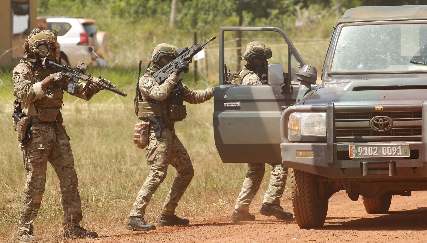 The US-led Flintlock exercise at the AILCT counter-terrorism school in Jacqueville, Ivory Coast, on 30 April 2026.