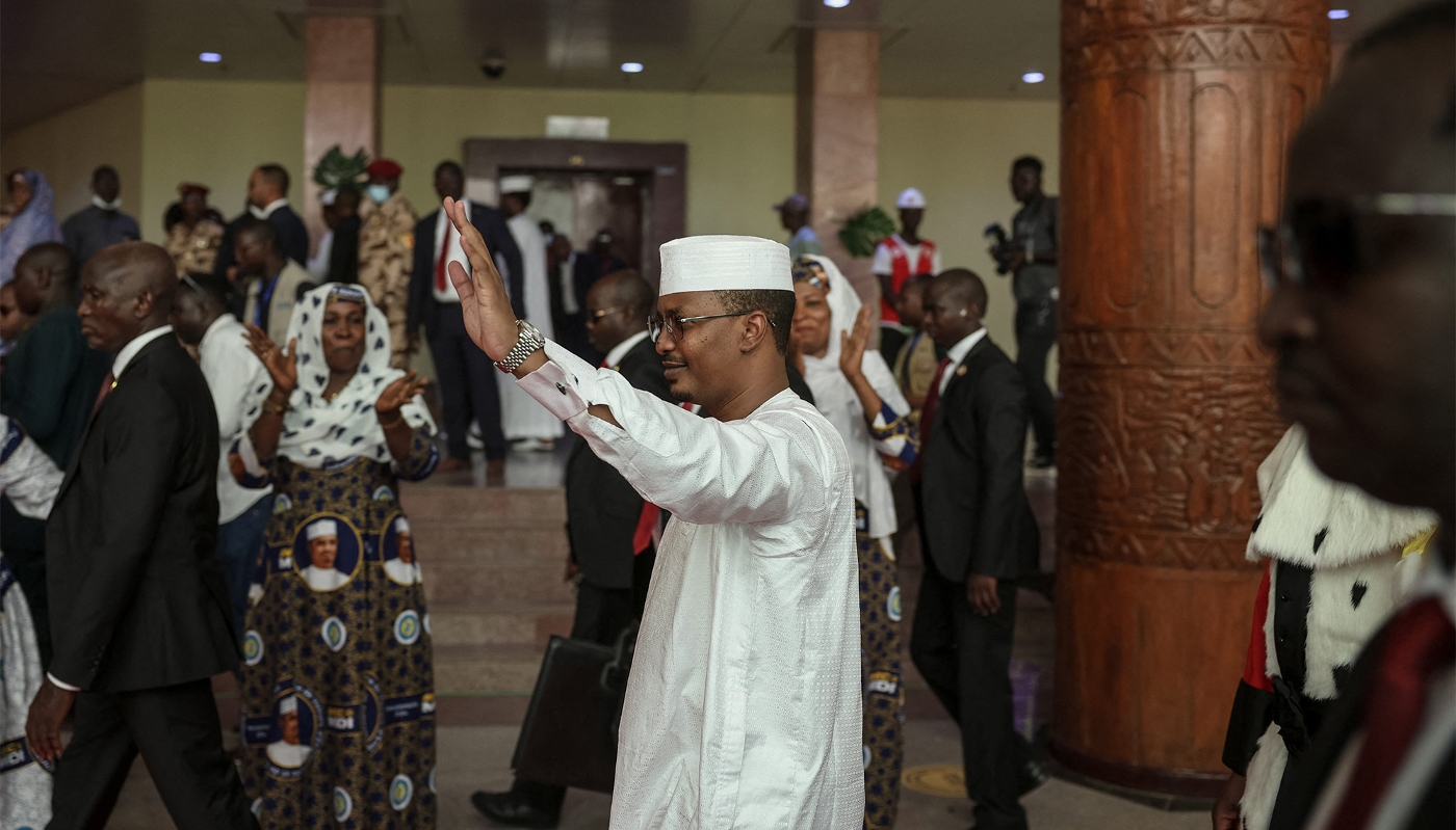 Chadian president Mahamat Idriss Deby in N'Djamena on 23 May 2024.