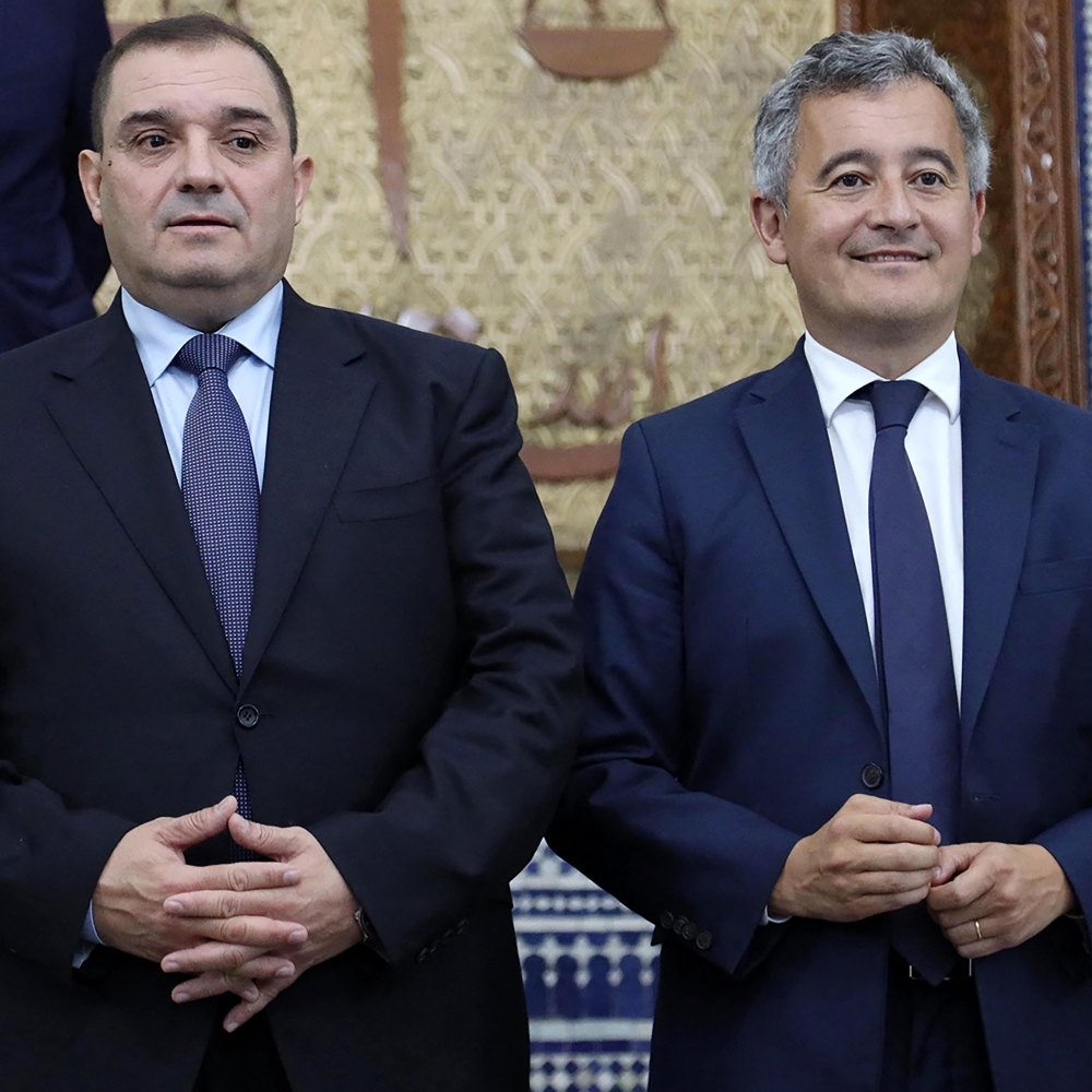 The Algerian Justice Minister, Lotfi Boudjemaa, and his French counterpart, Gérald Darmanin, in Algiers on 18 May 2026.