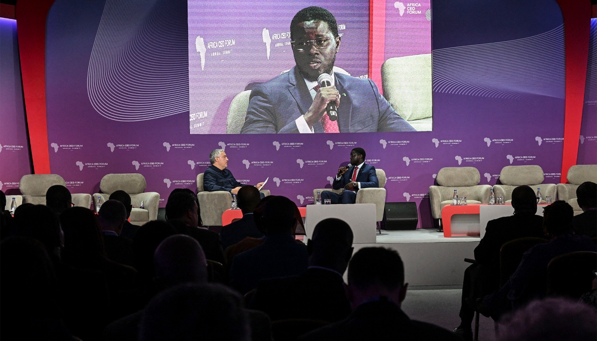 Senegal's President Bassirou Diomaye Faye in Abidjan on 12 May 2025. 