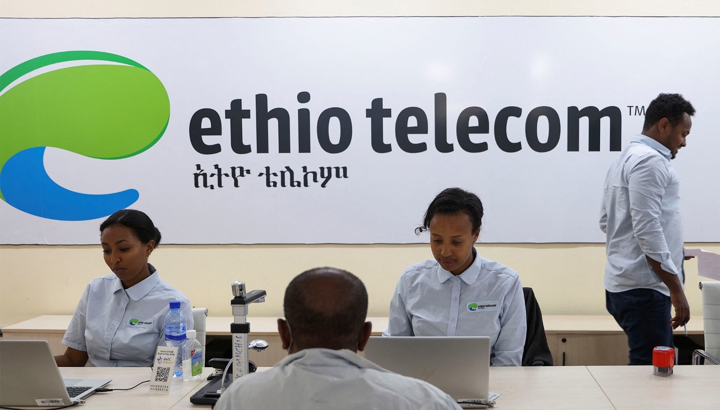 Ethio Telecom employees at work in the firm's call centre in the Bole neighbourhood branch in Addis Ababa, Ethiopia on 29 July 2022.