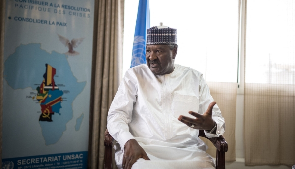 Abdou Abarry, the UN secretary-general's special representative for Central Africa, in Libreville, on 11 April 2025.