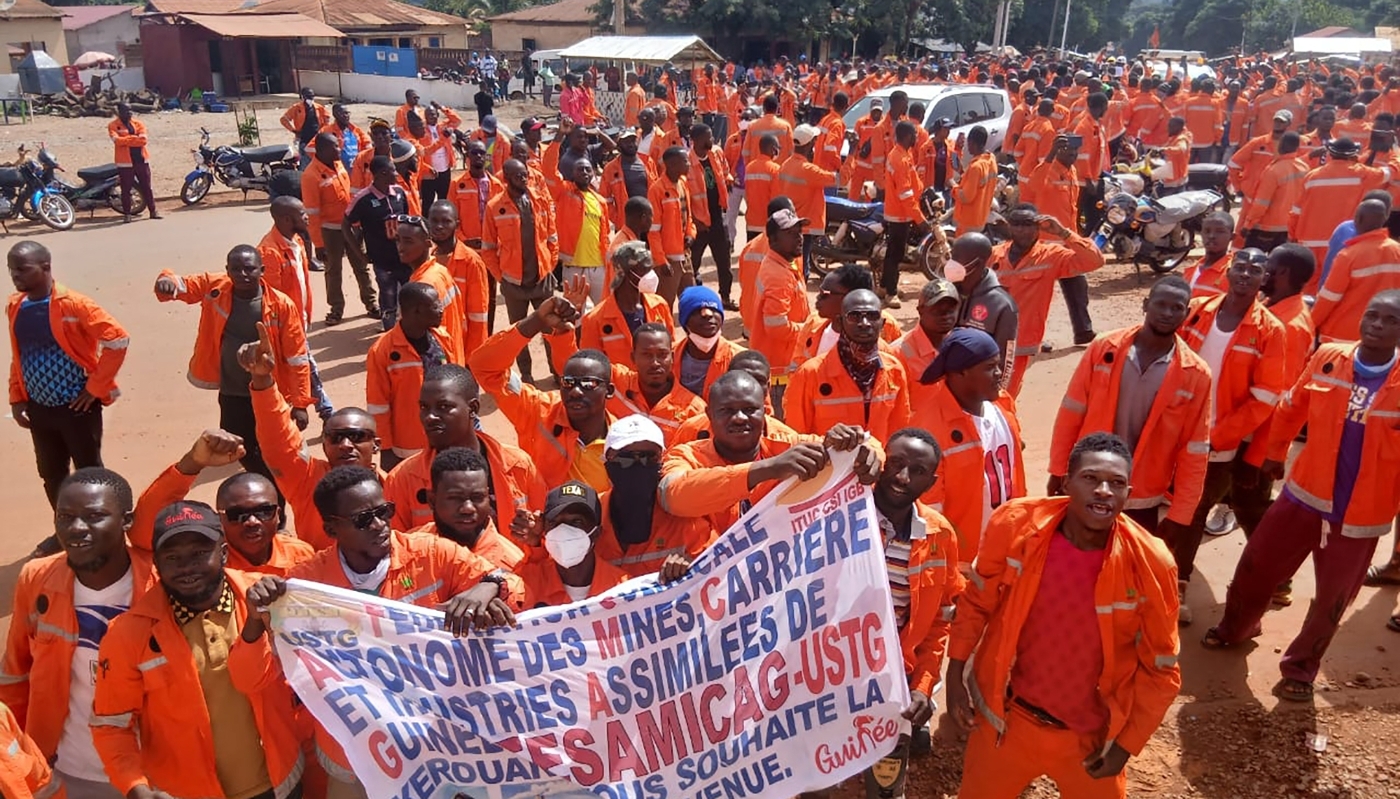 Workers' protest in the city of Kérouané, Guinea, on 5 May 2026.