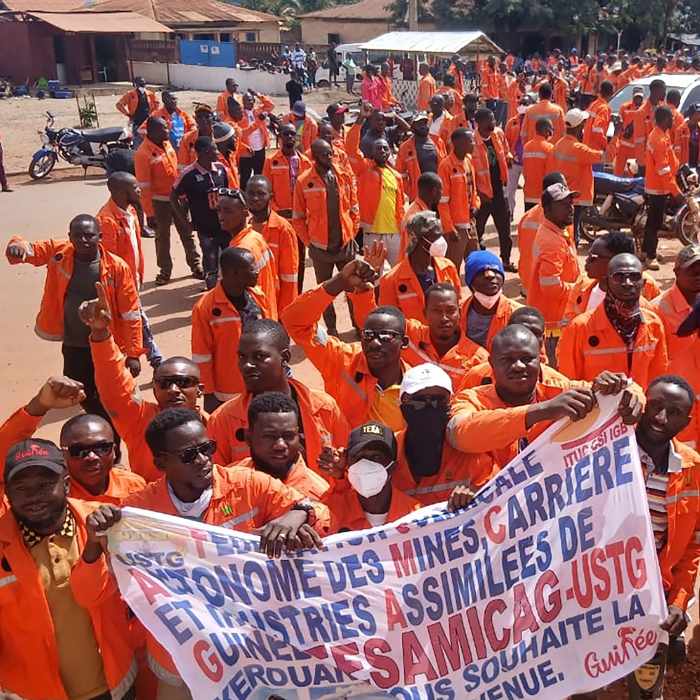 Workers' protest in the city of Kérouané, Guinea, on 5 May 2026.