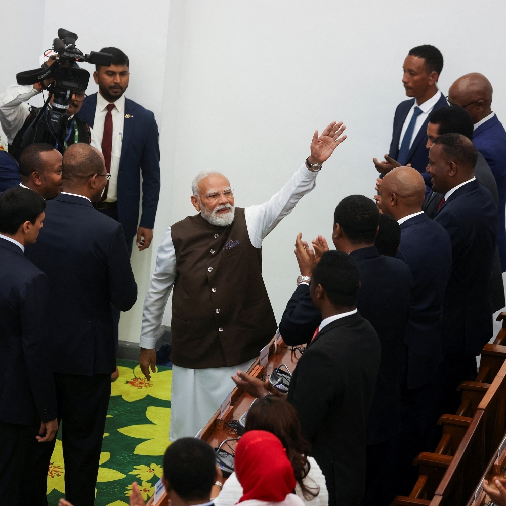 Narendra Modi greets Ethiopian MPs during an official visit to Addis Ababa, on 17 December 2025.