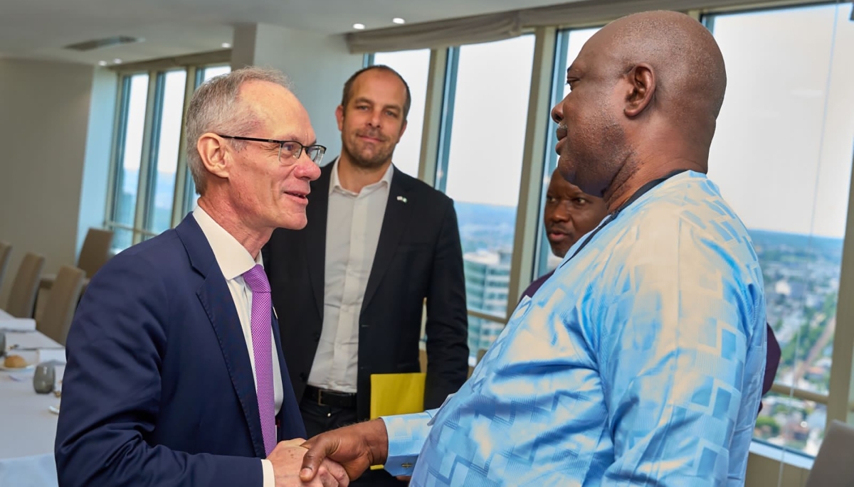 TotalEnergies Exploration and Production President Nicolas Terraz (left) and Nigeria's Minister of State Heineken Lokpobiri (right) in Pau, France, 21 June 2025.